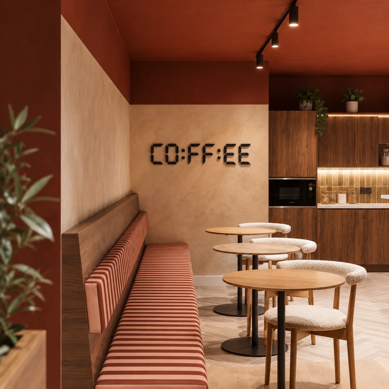 Užrašas „COFFEE“ ant kavinės sienos